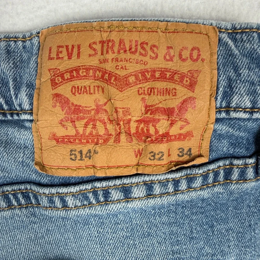 Levi's 514 Straight Fit Jeans Mens 32x34 (fits 31x32) Blue Denim 00514-1593